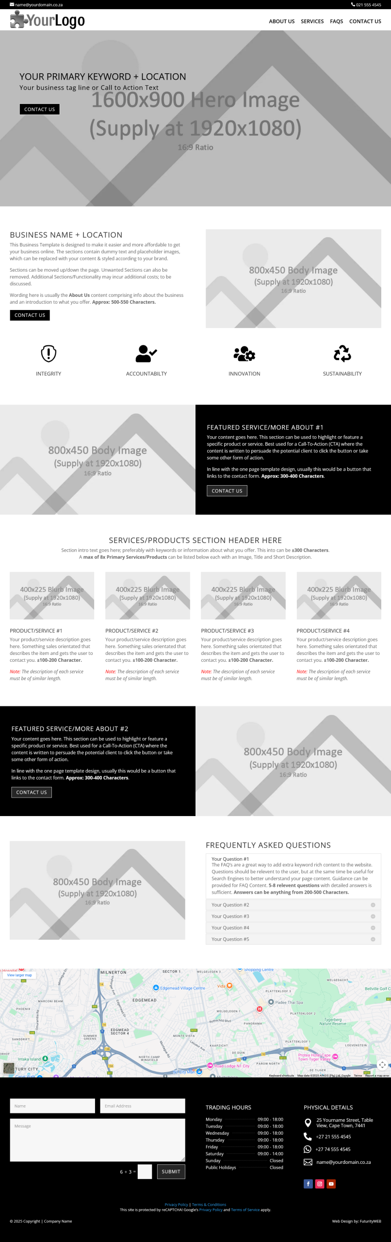 This is what the wireframe or blank template looks like