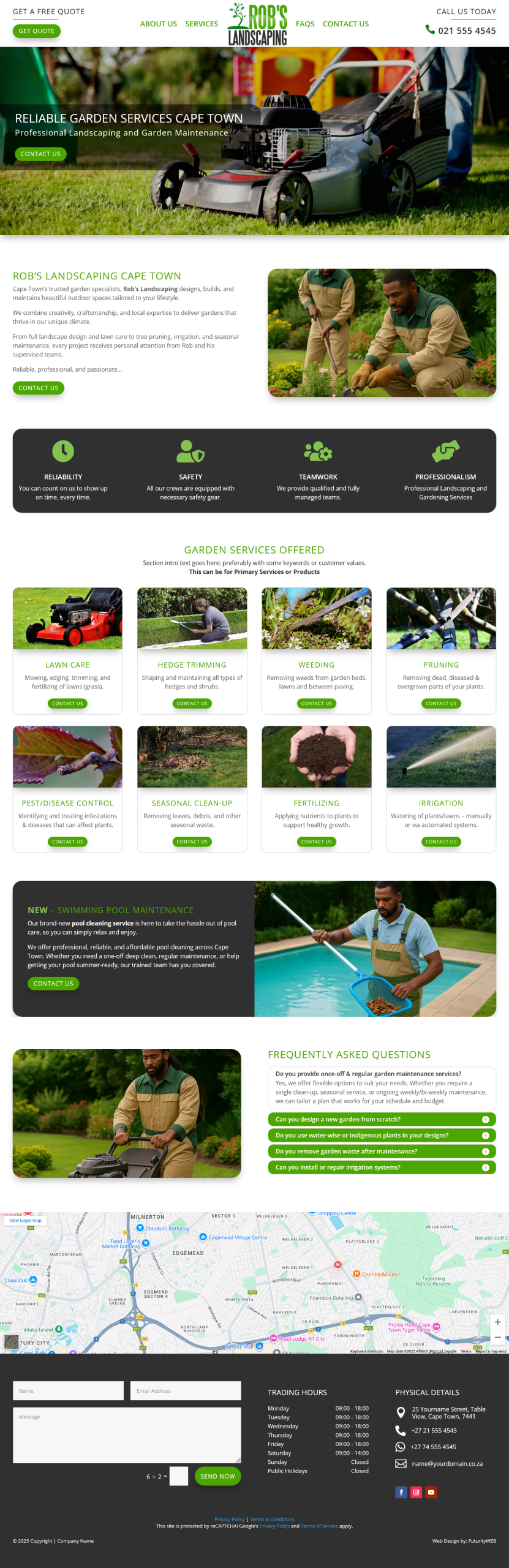 Local Business Website customised for a Garden Service / Landscaper